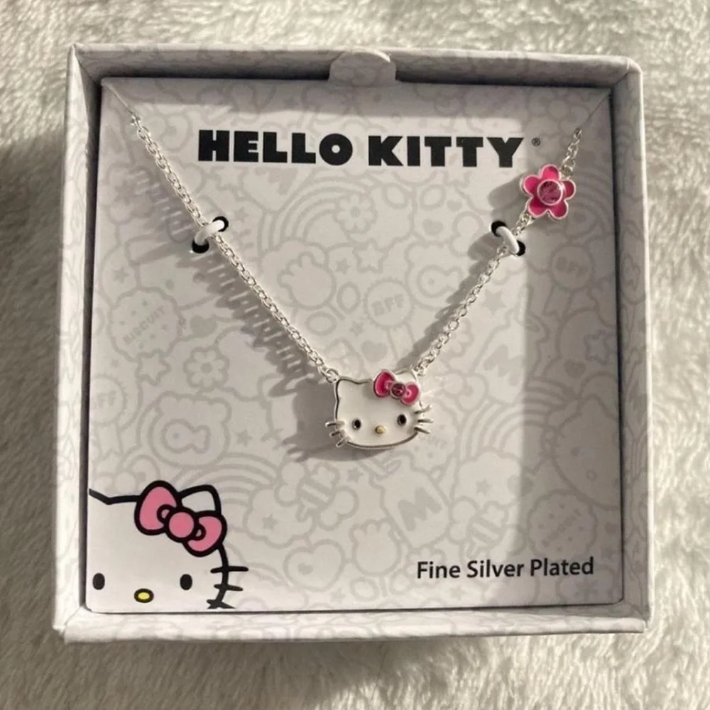 Hello Kitty Silver Plated Necklace with Pink Accents - Picture 1 of 1